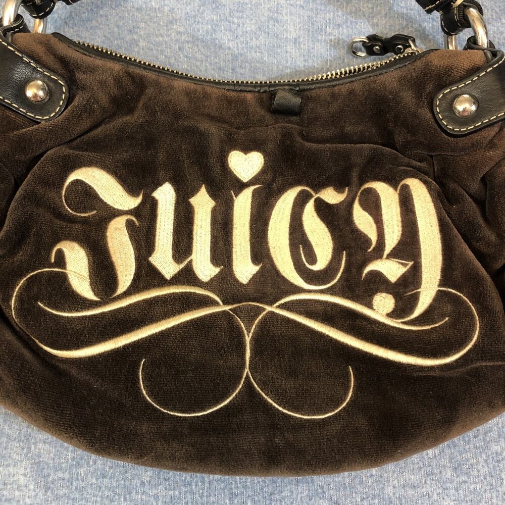Vtg Brown Juicy Couture Purse Handbag Bag Velour Terry Cloth Juicy City Girl Y2K - Picture 2 of 10
